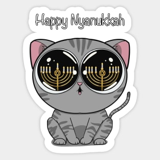 Happy Nyanukkah (white) Sticker